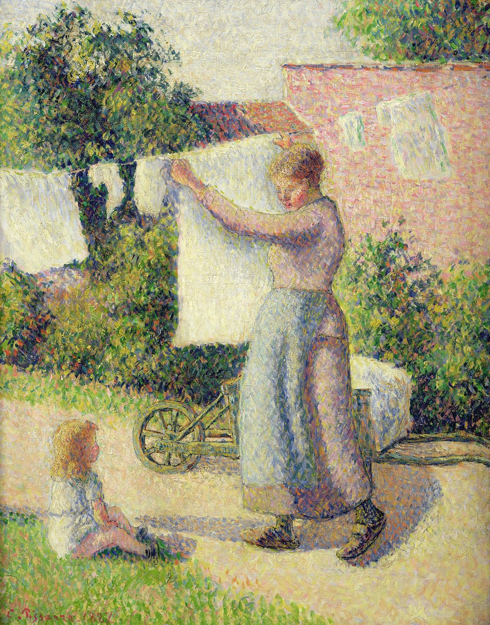 Woman Hanging up the Washing by Camille Jacob Pissarro