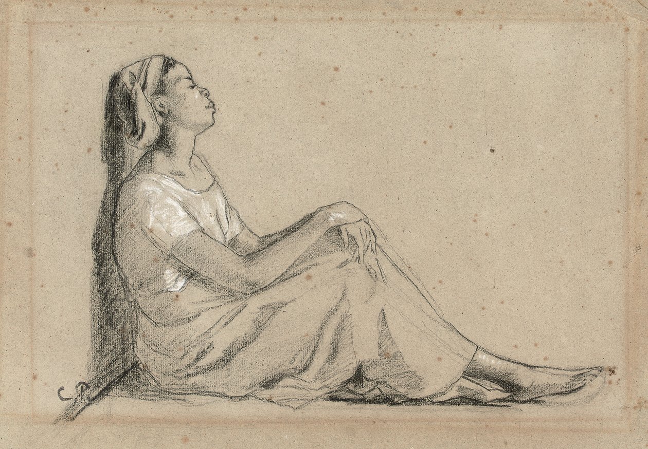 Young Black Woman Sitting by Camille Jacob Pissarro