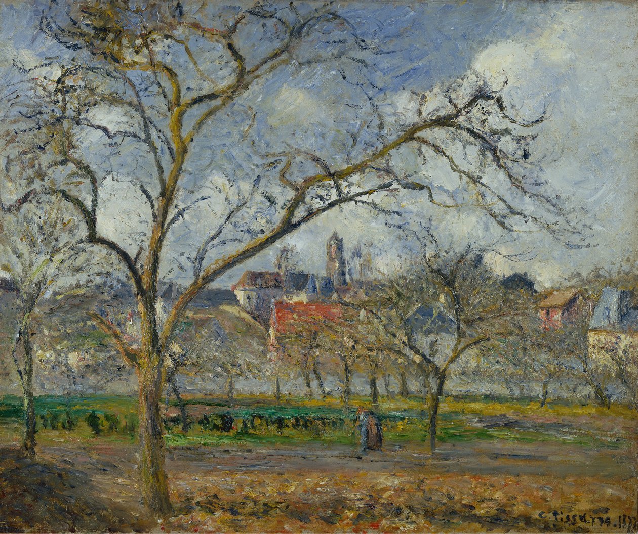 An Orchard in Pontoise in Winter by Camille Pissarro