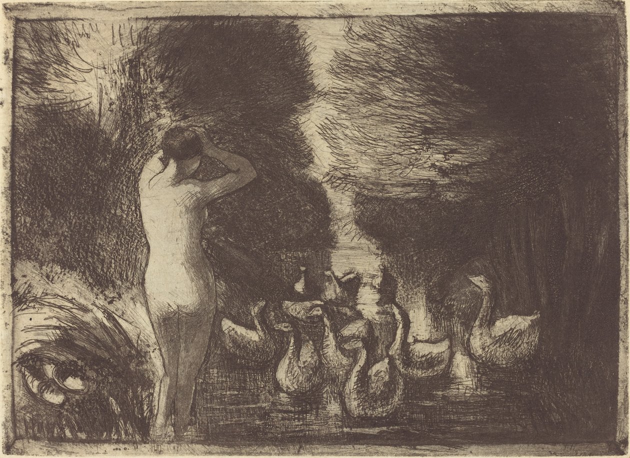 Bathers with Geese by Camille Pissarro