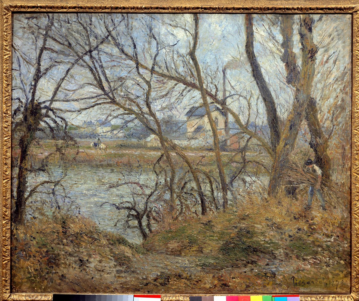 Banks of the Oise, Near Pontoise, Grey Weather by Camille Jacob Pissarro