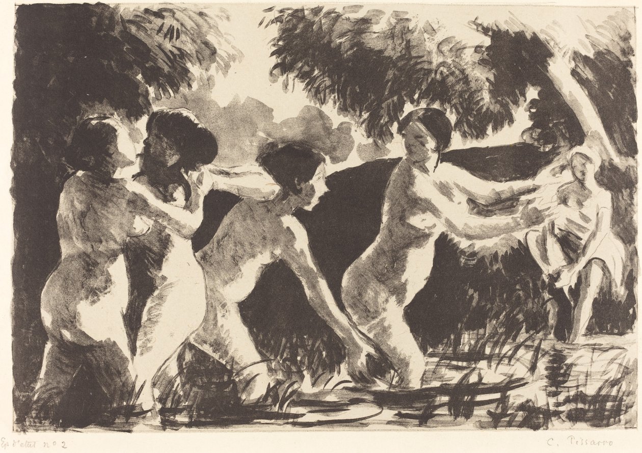 Bathers Wrestling by Camille Pissarro
