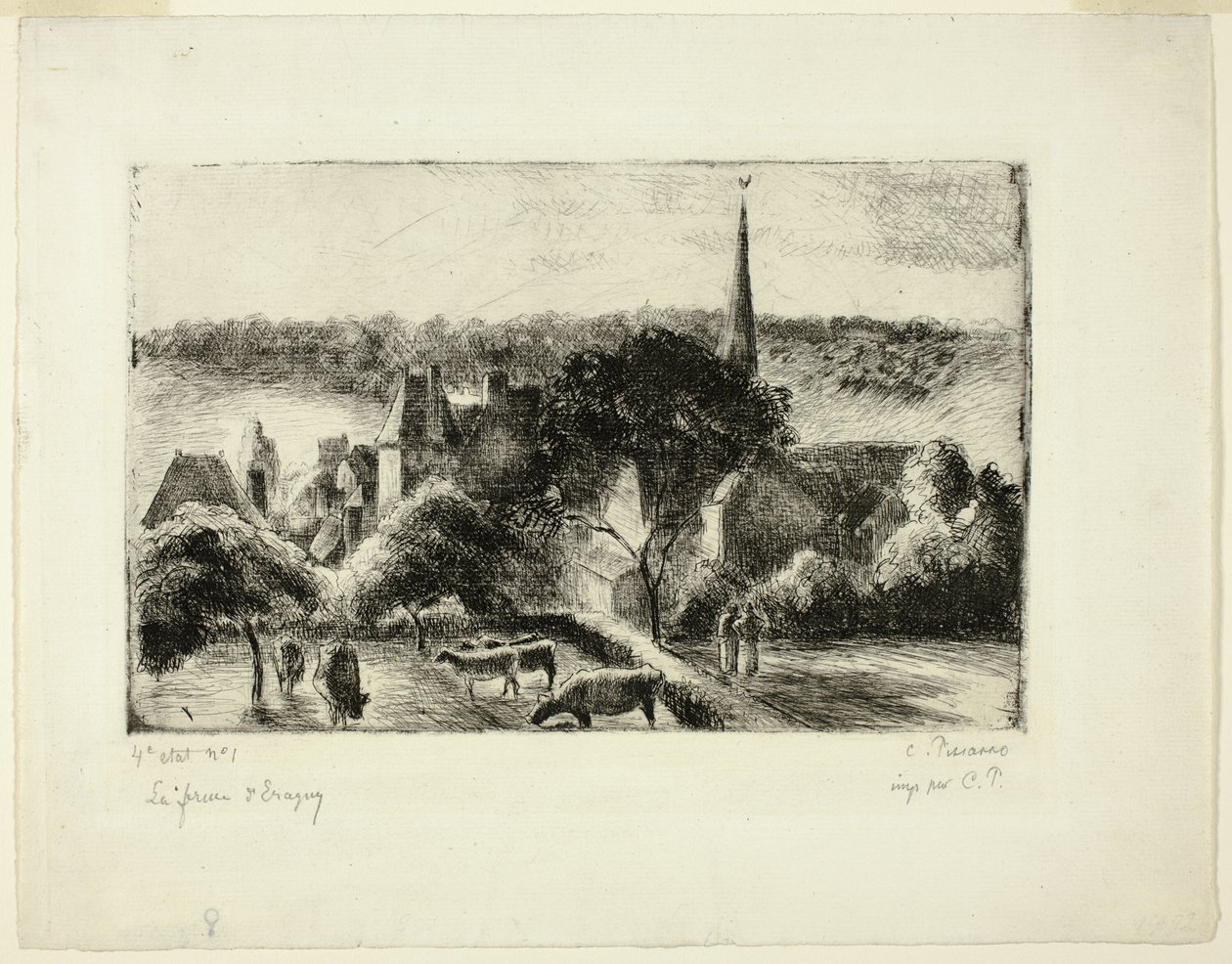 Church and Farm at Éragny by Camille Pissarro