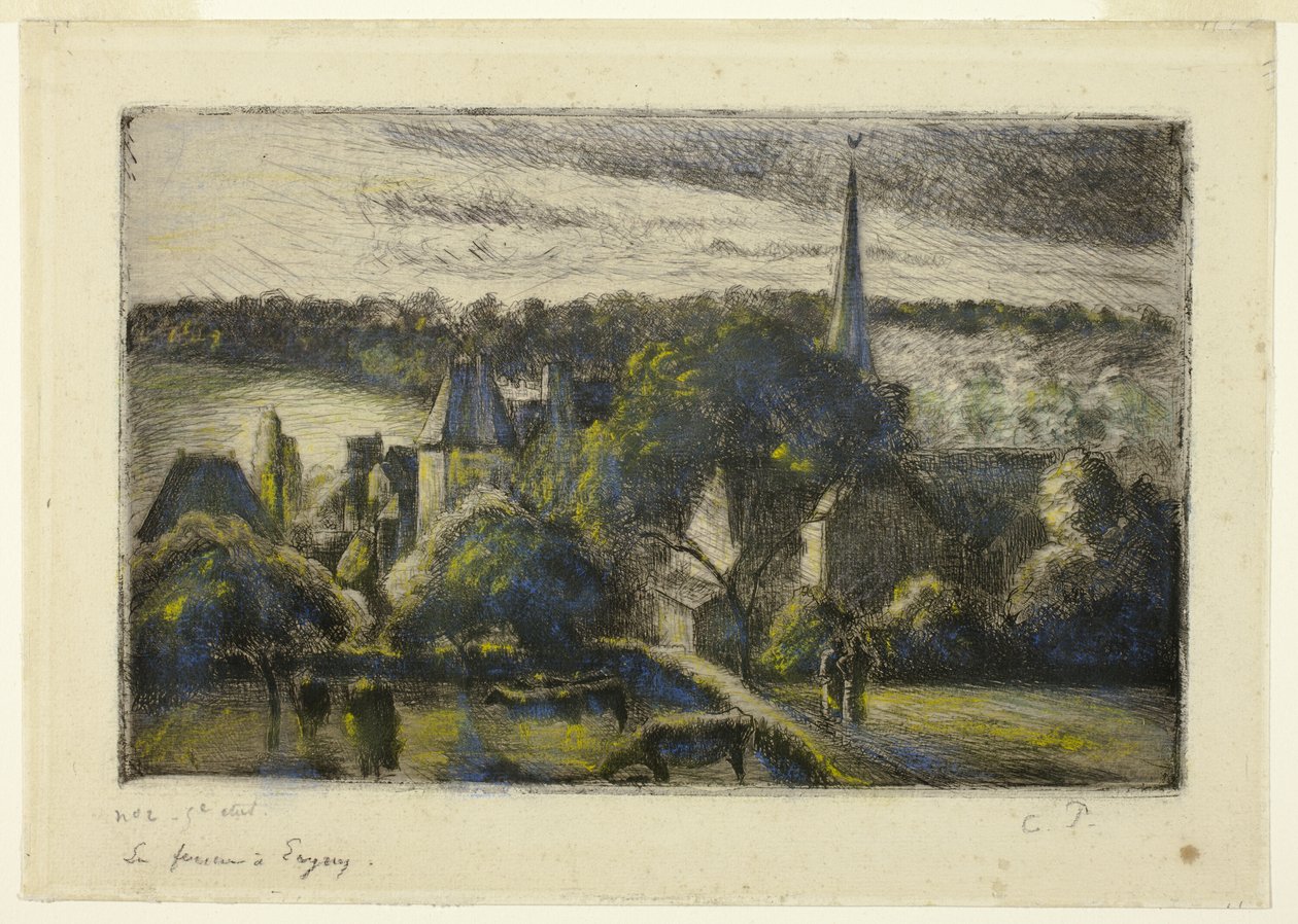 Church and Farm at Éragny by Camille Pissarro