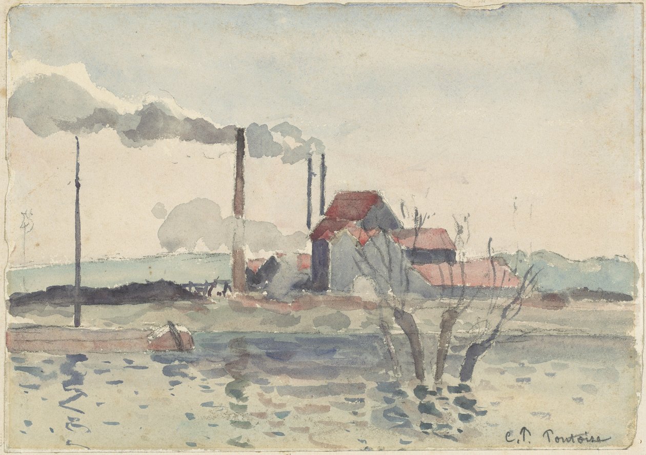 Factory on the Oise at Pontoise, 1873 by Camille Pissarro