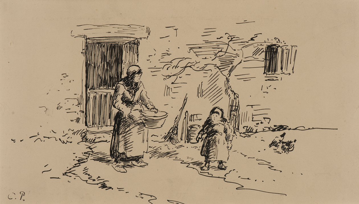 Farm Scene by Camille Pissarro