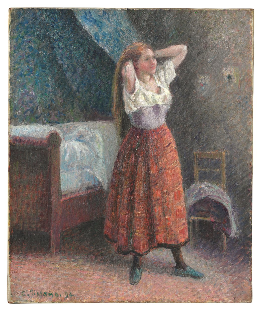 Woman Combing Her Hair by Camille Pissarro