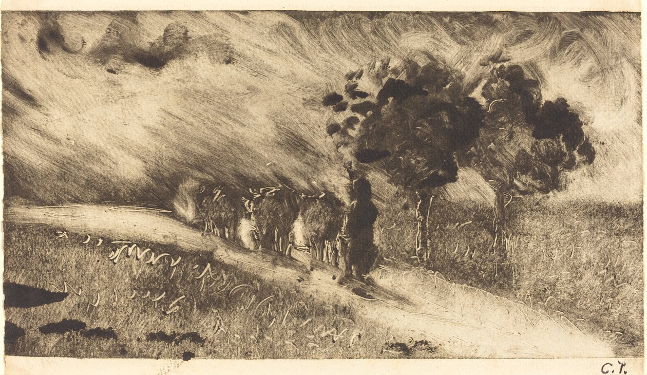 Herding the Cows at Dusk, c. 1890 by Camille Pissarro