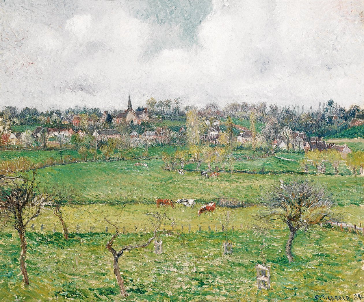 View of Bazincourt by Camille Pissarro