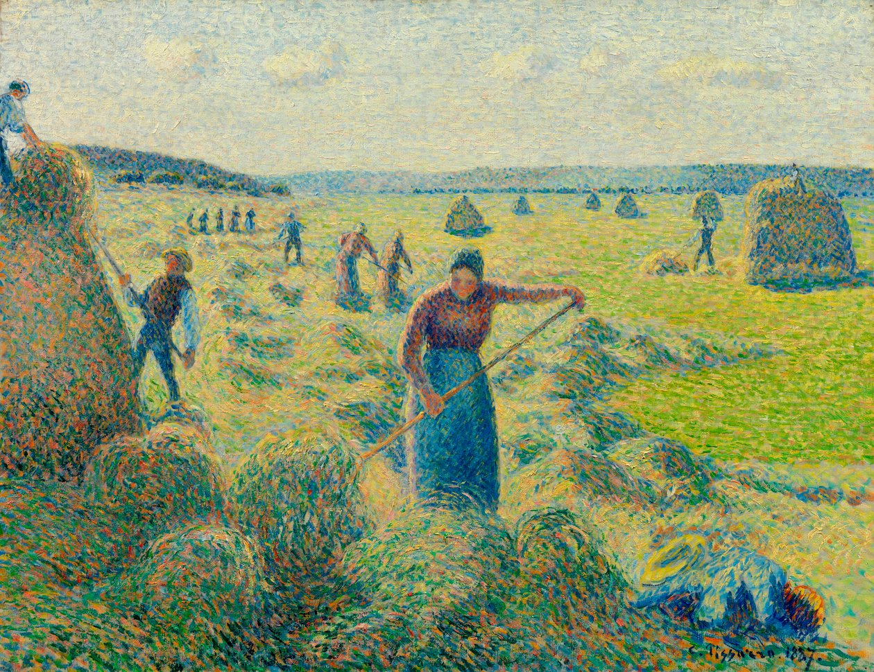 The haymaking, Eragny. Painting by Camille Pissarro by Camille Pissarro