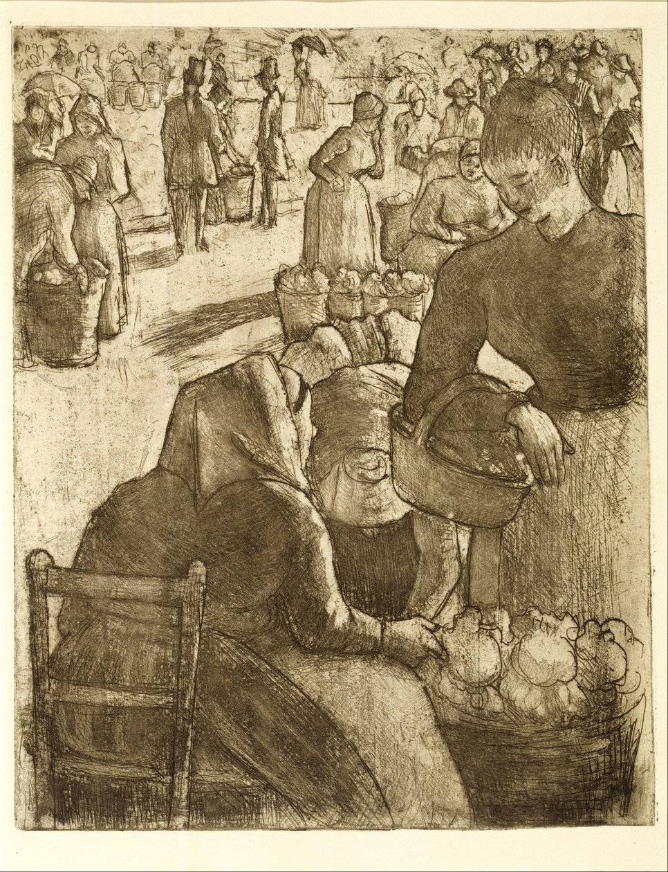 Vegetable Market at Pontoise by Camille Pissarro