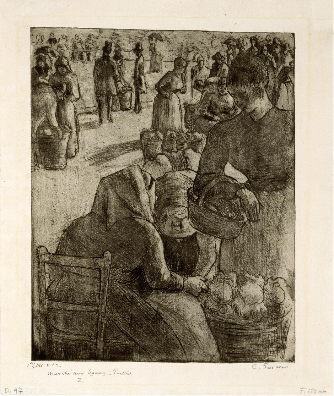Vegetable Market at Pontoise by Camille Pissarro