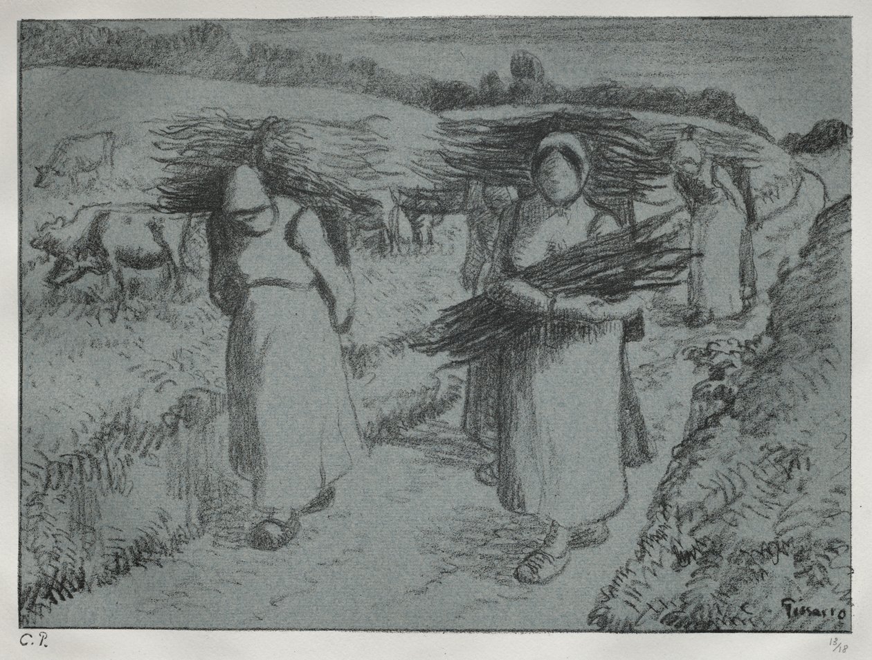 Peasants Carrying Fagots by Camille Pissarro