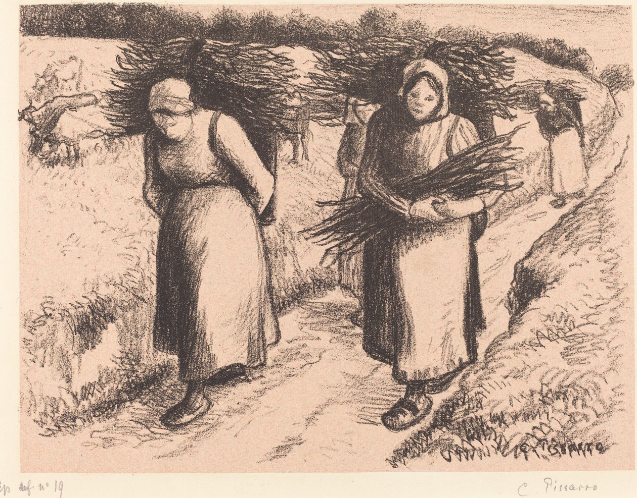 Peasants Carrying Sticks by Camille Pissarro