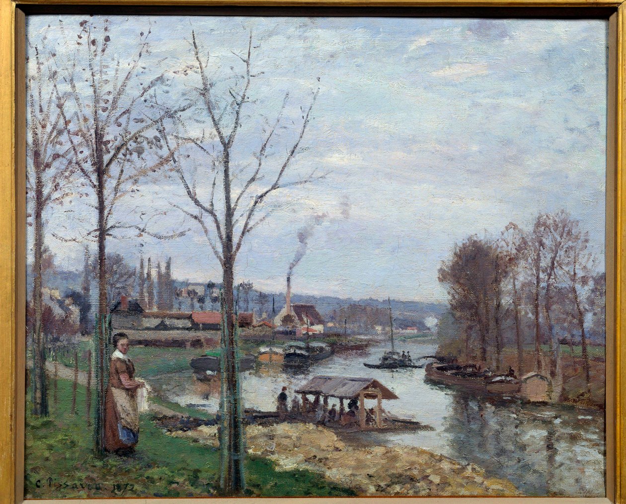 Port Marly, the washing-house by Camille Jacob Pissarro