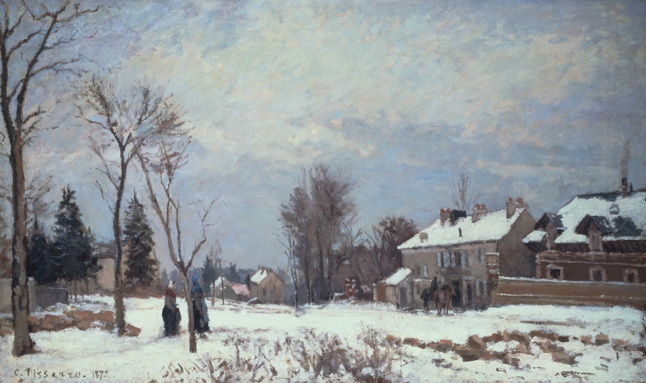 Road from Versailles to Saint-Germain, Louveciennes, and Effects of Snow by Camille Pissarro