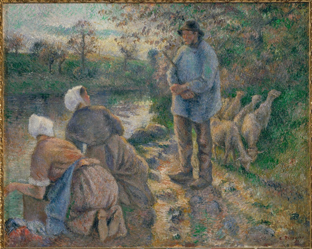 Shepherd and Washerwomen by Camille Pissarro