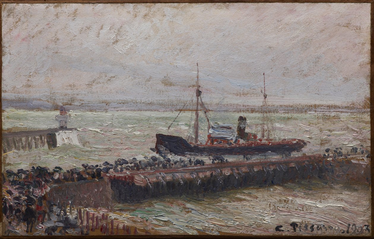 Ship Entering the Harbor at Le Havre by Camille Jacob Pissarro
