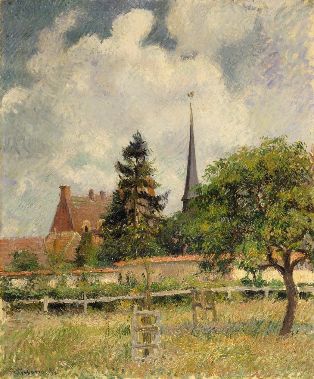 The Church at Eragny by Camille Jacob Pissarro