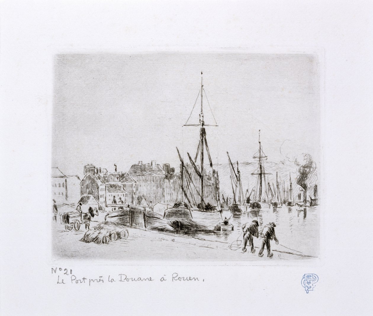 The Harbour near the Customs House at Rouen by Camille Jacob Pissarro