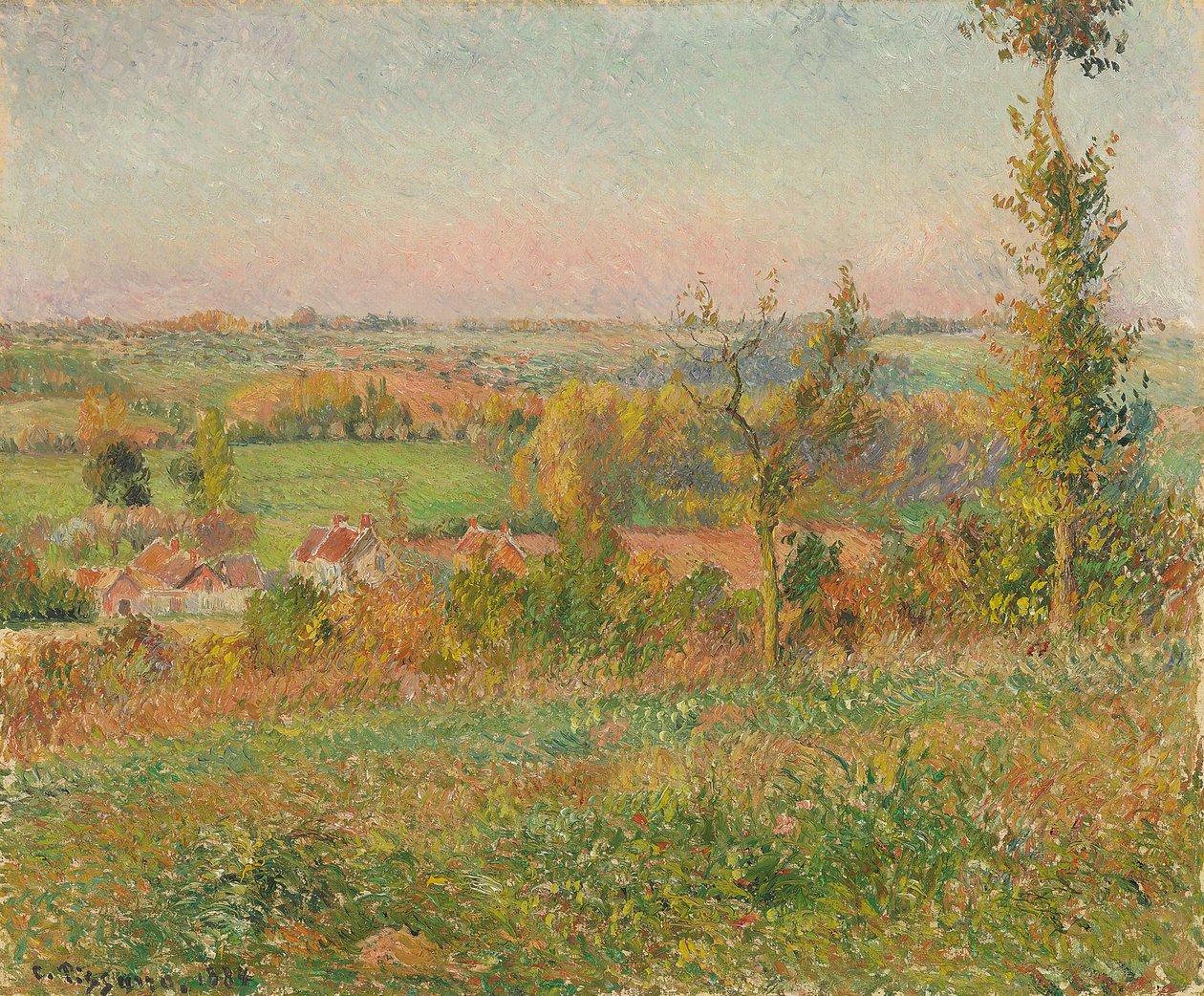 The Hills of Thierceville Seen from the Country Lane, Vicinity of Eragny (1884) by Camille Jacob Pissarro