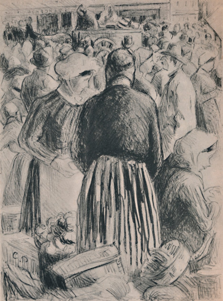 The Market at Pontoise by Camille Jacob Pissarro