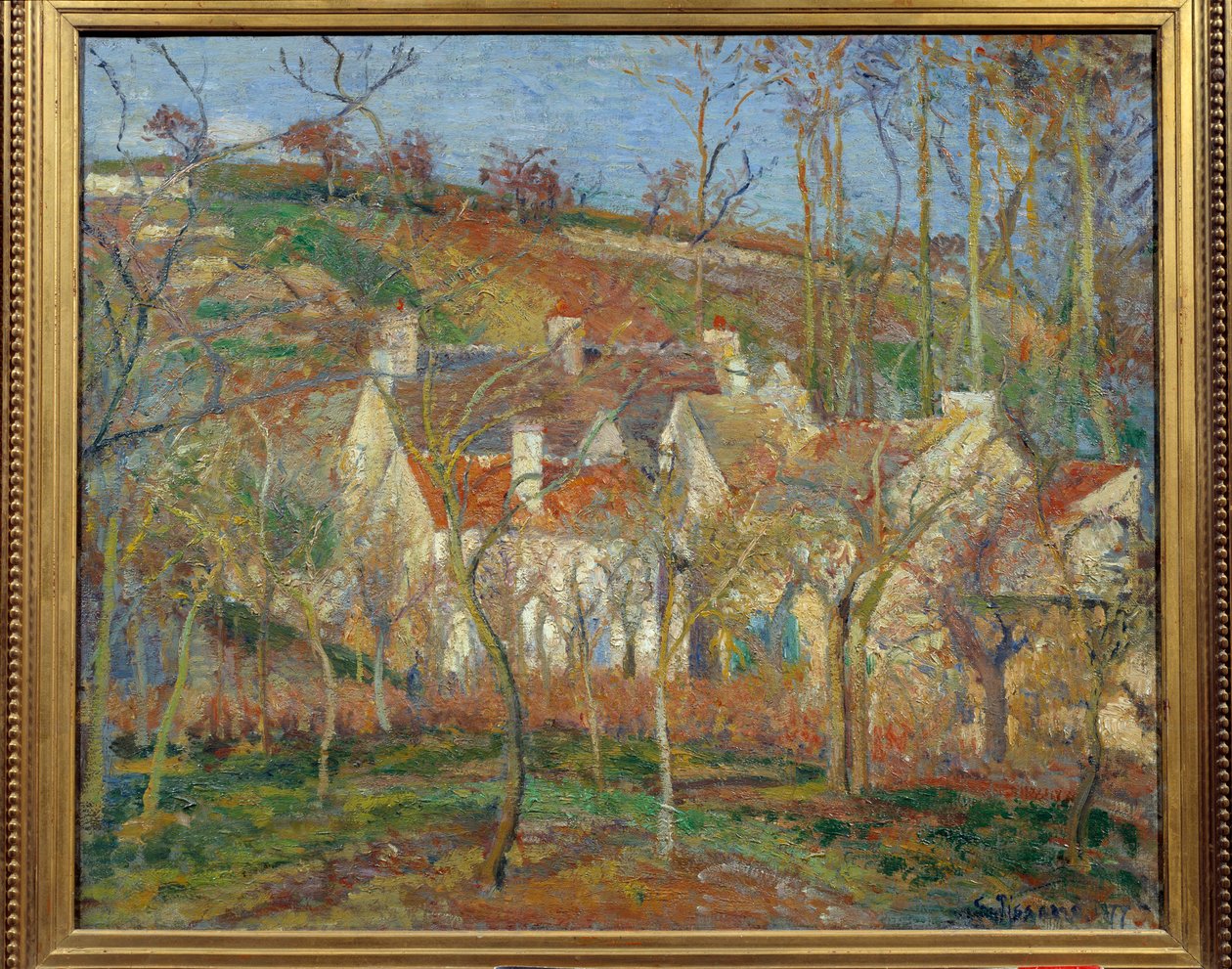 The Red Roofs, Corner of the Village, Winter by Camille Pissarro