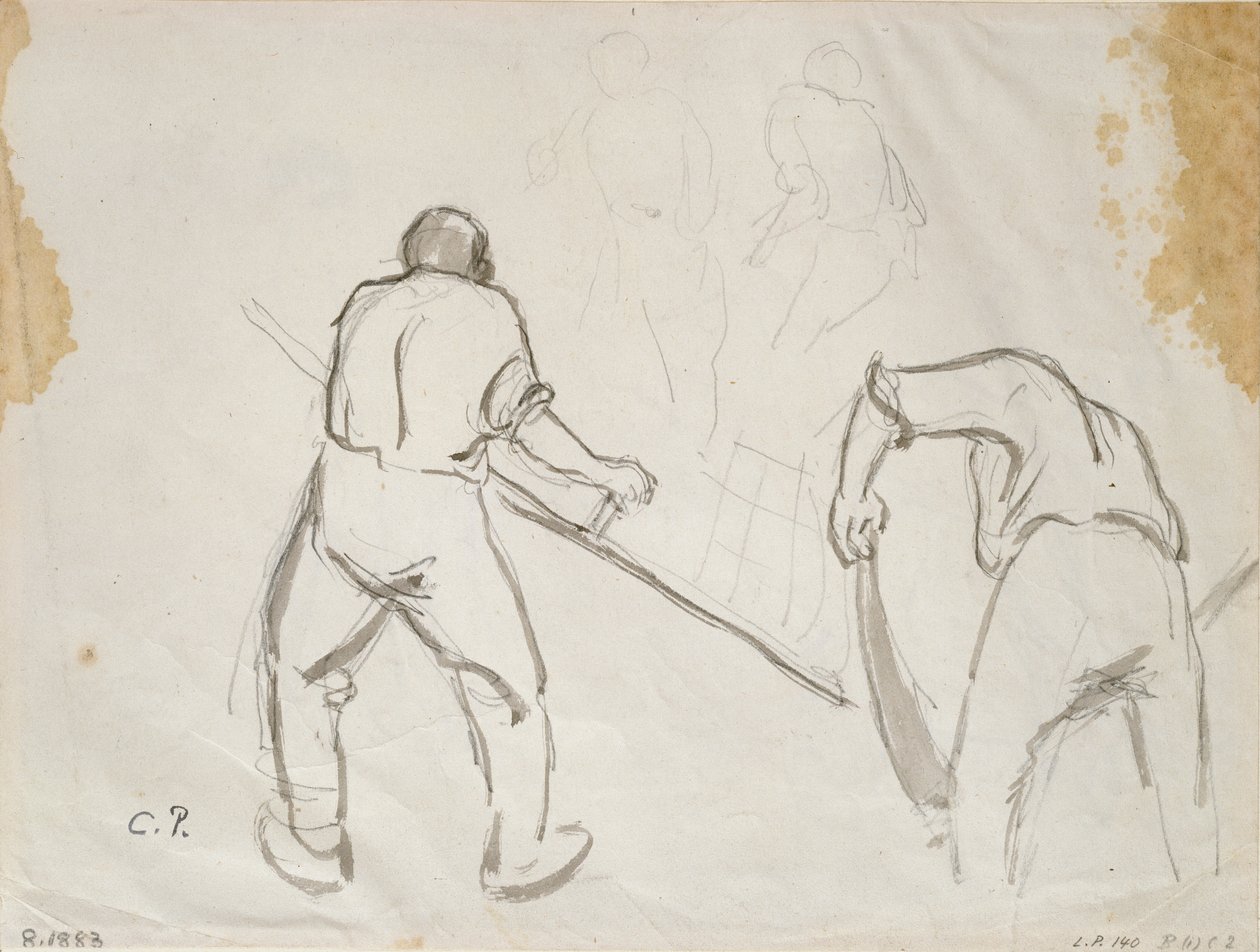 Three Studies of a Male Harvester, c1870s by Camille Pissarro