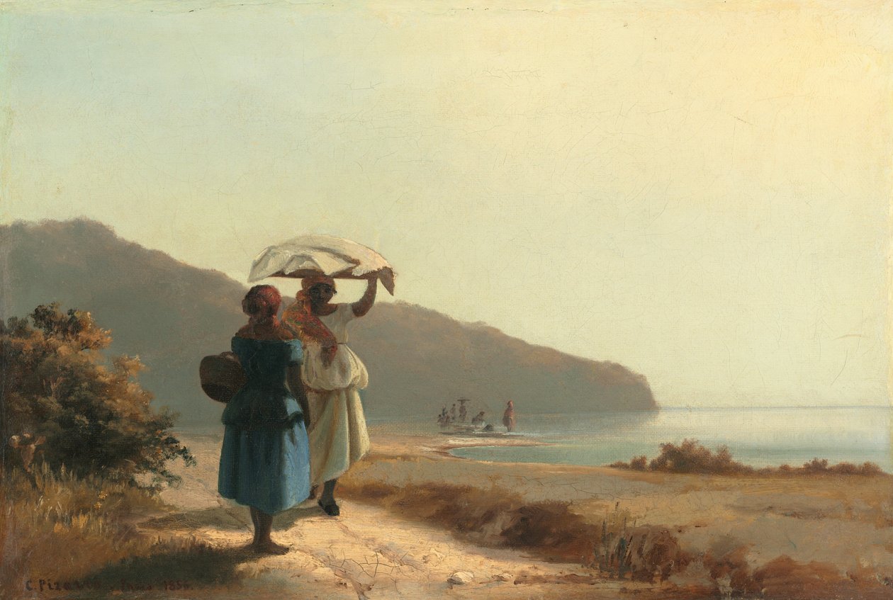 Two Women Chatting by the Sea, St. Thomas by Camille Pissarro