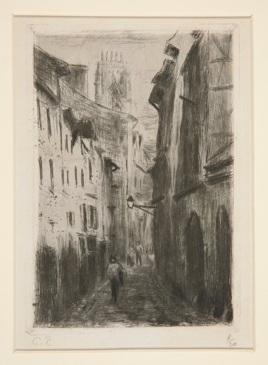A Street in Rouen (Rue des Arpents) by Camille Pissarro