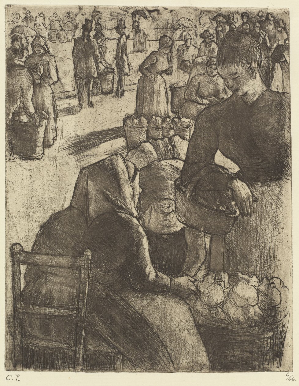 Vegetable Market at Pontoise by Camille Pissarro