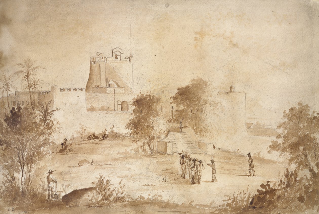 View of a military fortress, Christiansfort, Charlotte Amalie, St Thomas, West Indies by Camille Jacob Pissarro