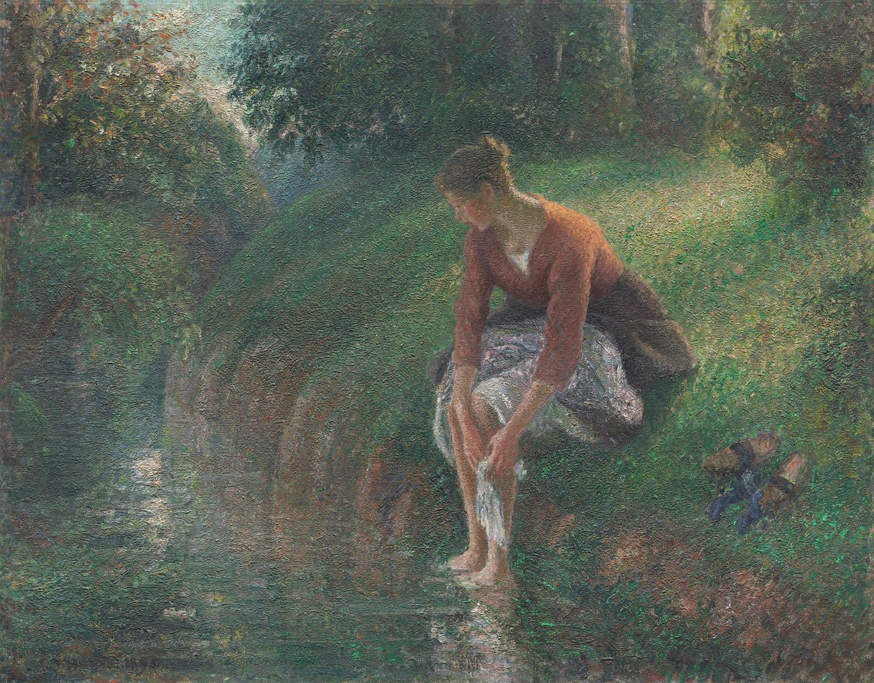 Woman Bathing Her Feet in a Brook, 1894-95 by Camille Pissarro