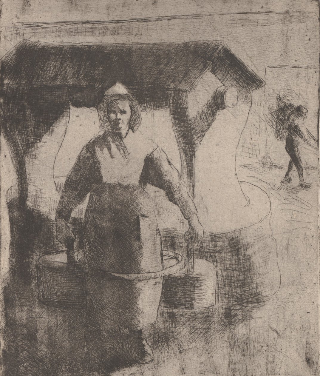 Woman at a Well by Camille Pissarro