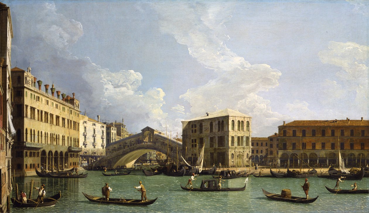View of the Rialto Bridge, from the North by Giovanni Antonio Canal
