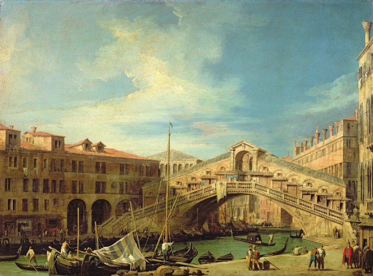View of the Rialto at Venice (View of the Rialto Bridge from the South) by Giovanni Antonio Canal