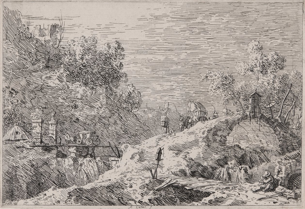 Mountain Landscape with Five Bridges, from the series Views by Canaletto (Giovanni Antonio Canal)