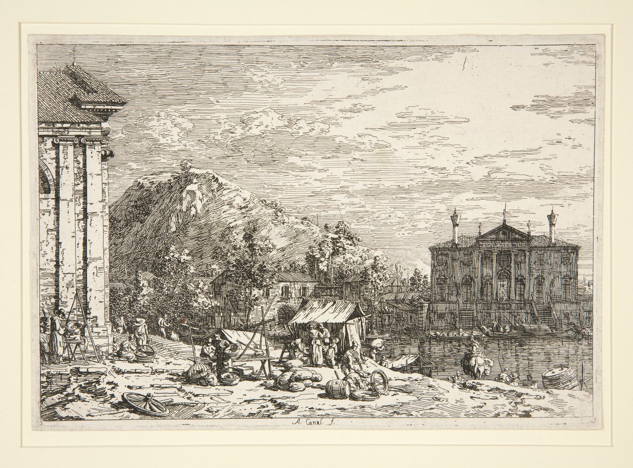 The Market at Dolo, from the series Vedute (Views) by Canaletto (Giovanni Antonio Canal)