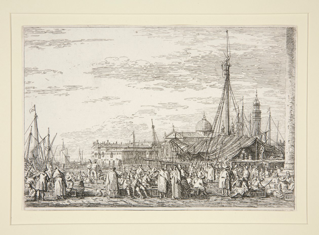 The Market on the Molo, from the series Vedute (Views) by Canaletto (Giovanni Antonio Canal)