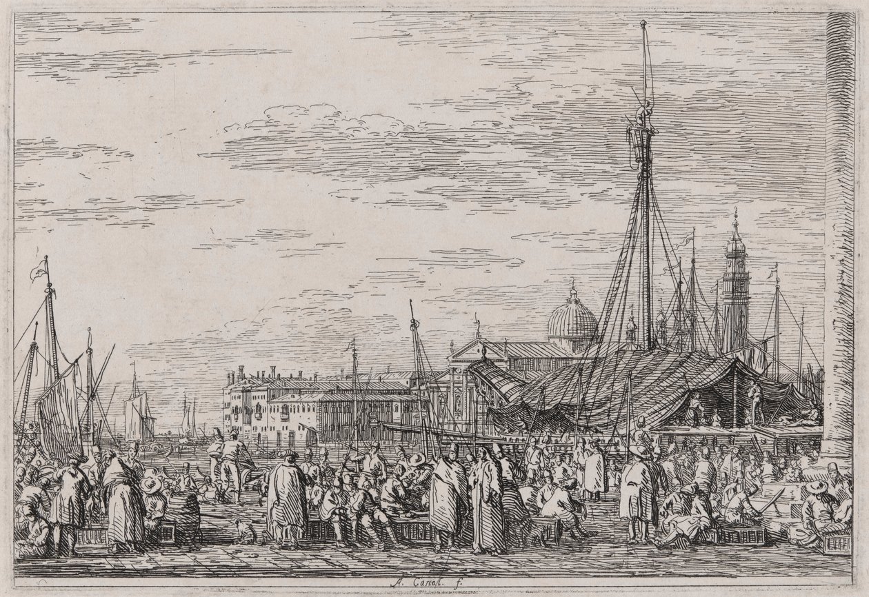 The Market on the Molo, from the series Views by Canaletto (Giovanni Antonio Canal)