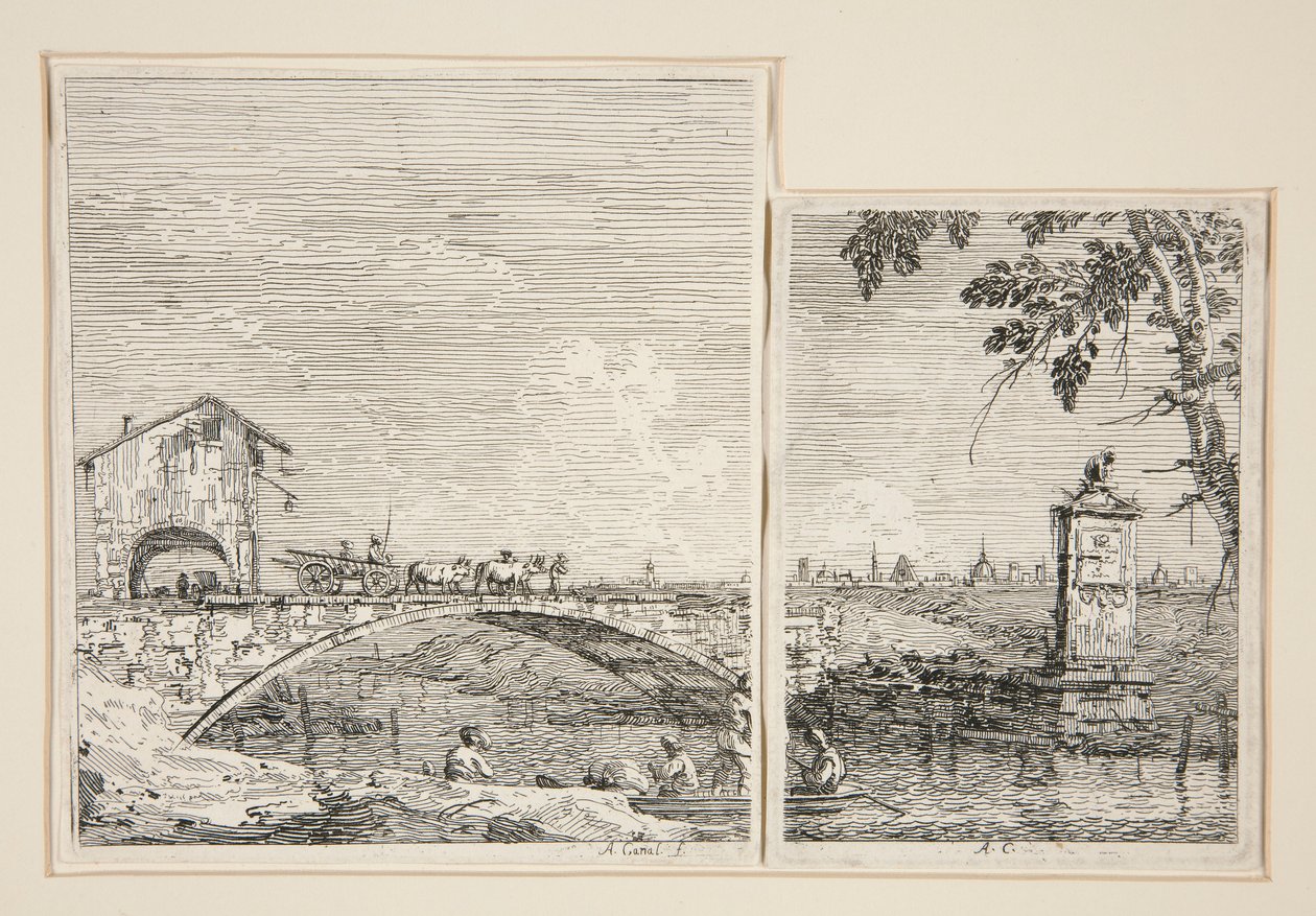 The Wagon Passing over a Bridge, from the series Views by Canaletto (Giovanni Antonio Canal)