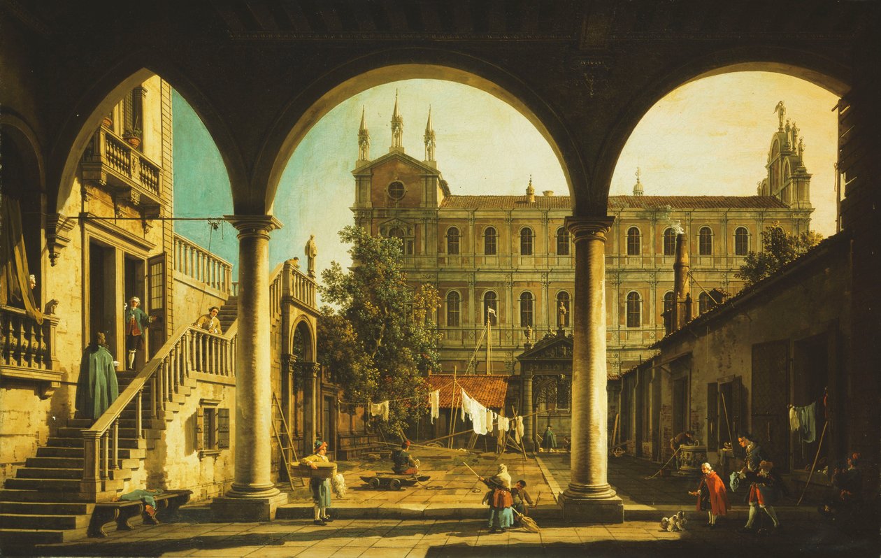 A Capriccio of the Scuola di San Marco, Venice, from the Palazzo Grifalconi-Loredan by Giovanni Antonio Canal