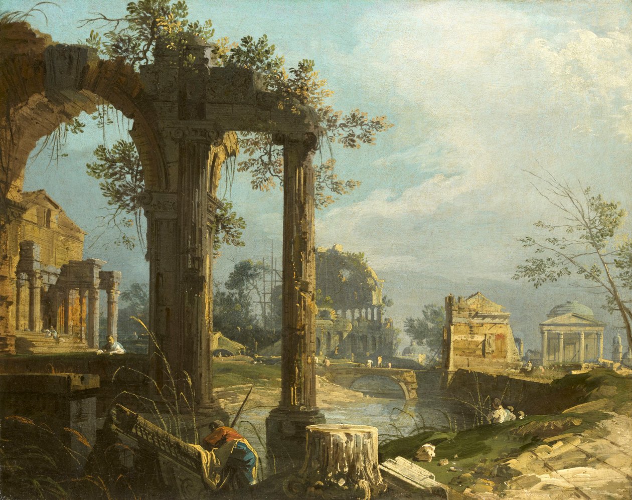 A Capriccio View with Ruins by Canaletto