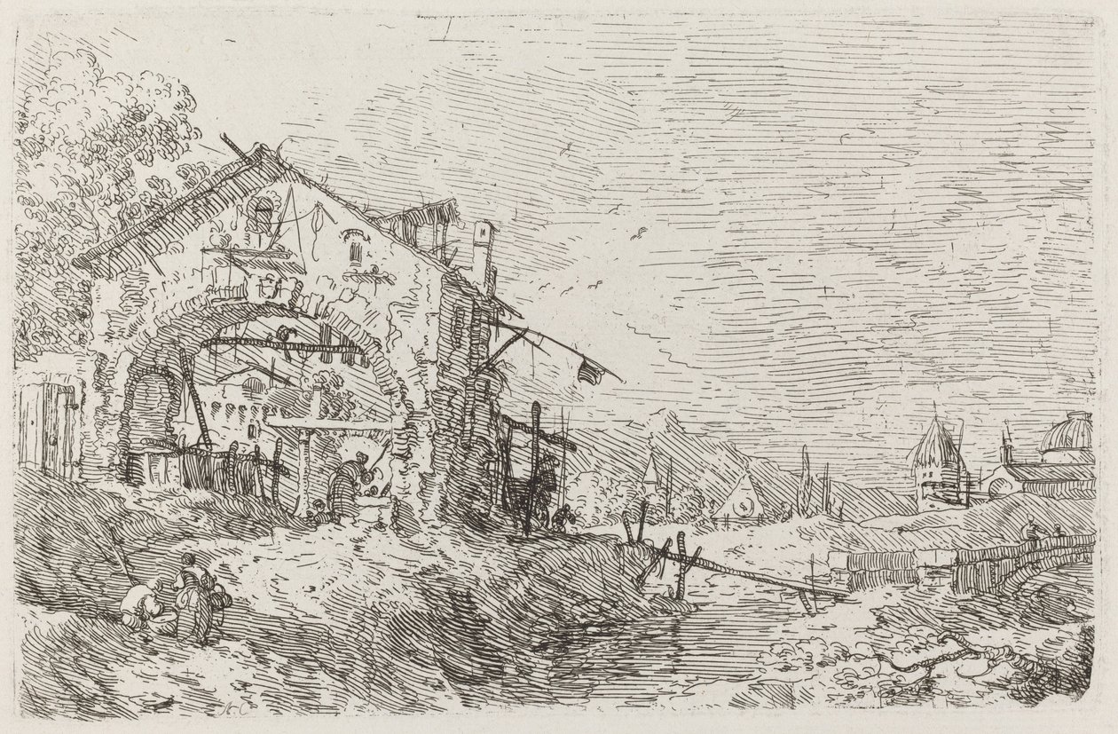 Landscape with a Woman at a Well by Canaletto
