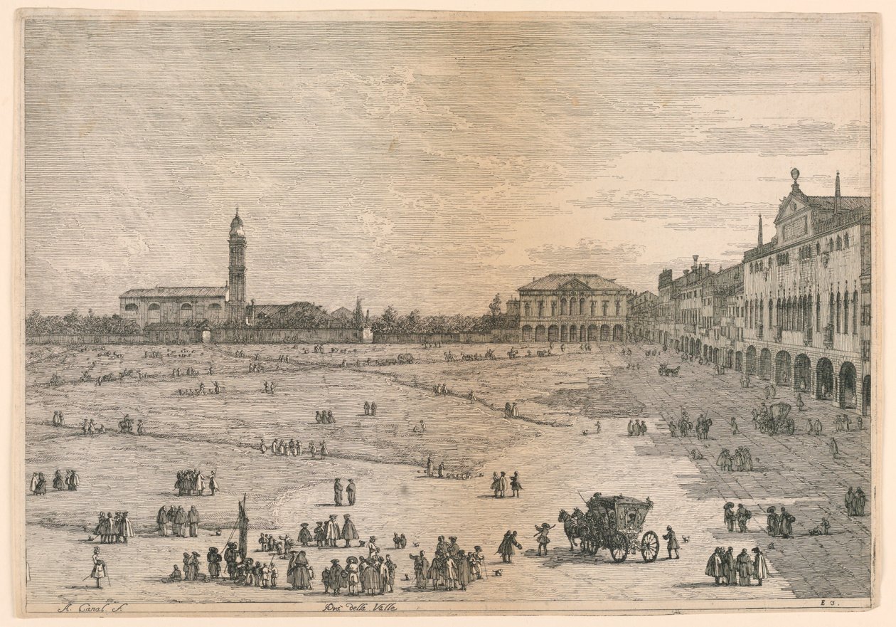 Prà della Valle (Prato della Valle, Padua), from the Vedute altre prese da i luoghi altre ideate by Canaletto