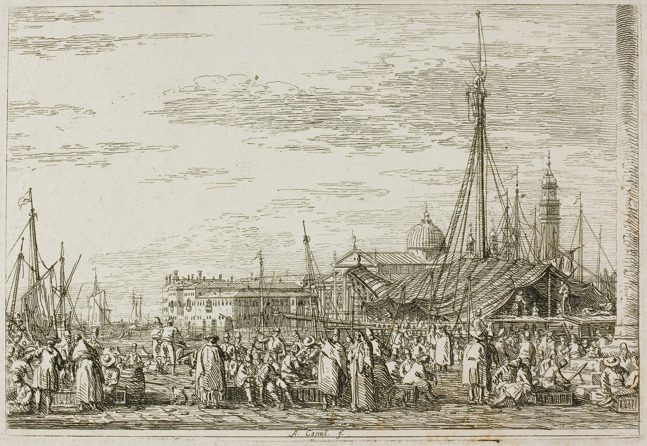 The Market on the Molo, from Vedute by Canaletto