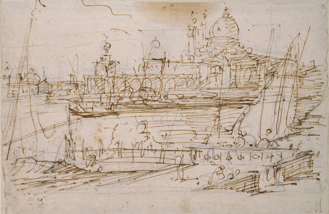 Venice: The Dogana and S. Maria della Salute from the Molo di Terranova by Canaletto