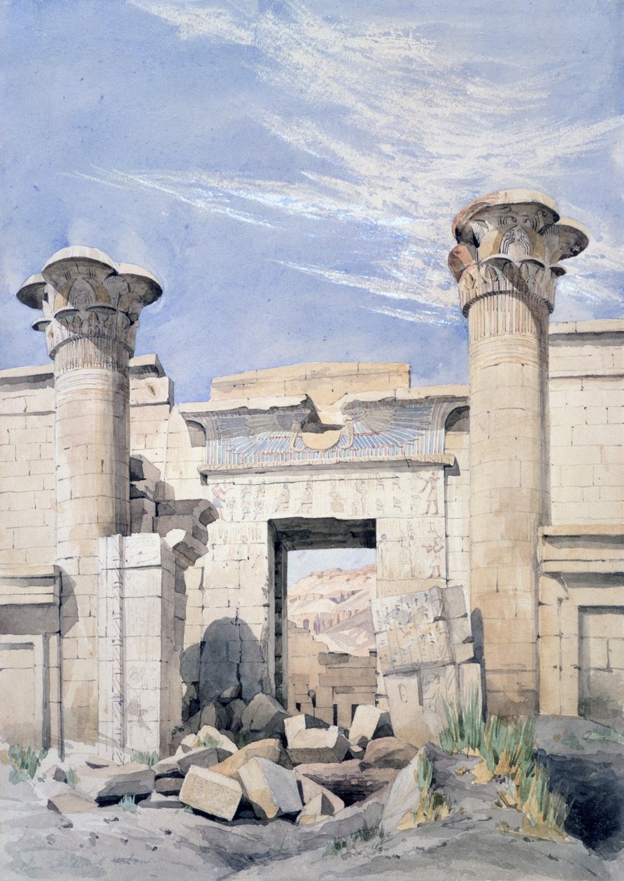 Entrance to the Temple of Ramses III, c1850. Ancient Egypt Archaeology by Canon G. F. Weston