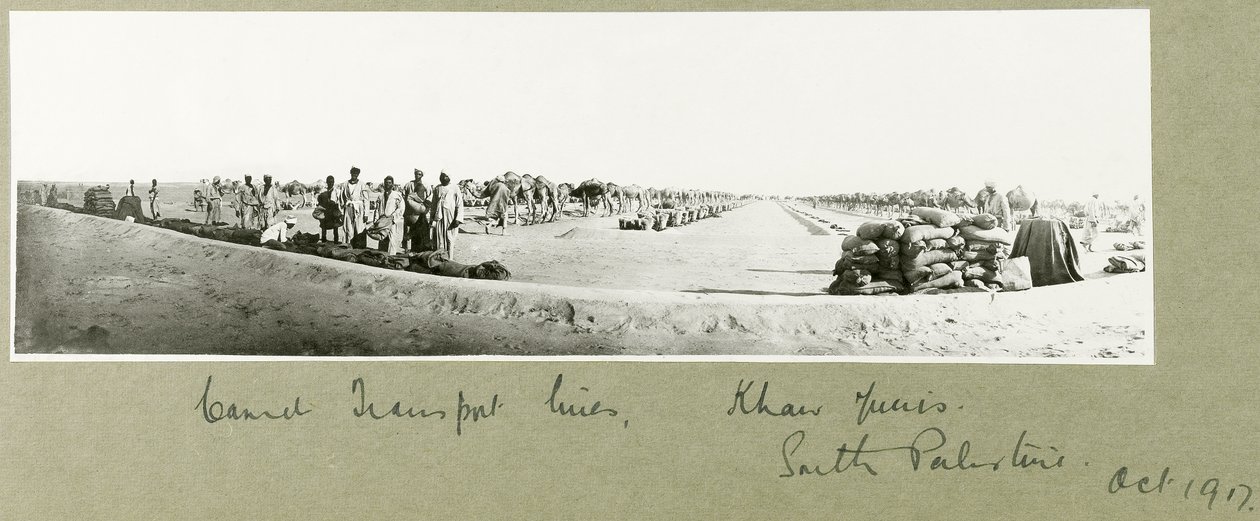 Camel Transport Lines, Khan Yunis, October 1917 by Capt. Arthur Rhodes