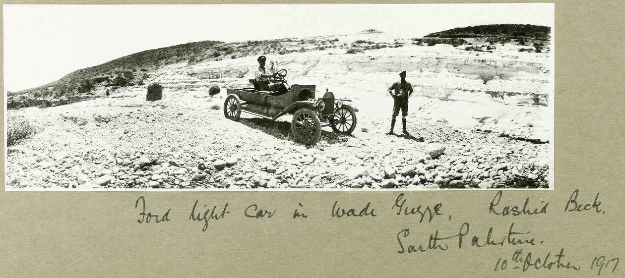 Ford Light Car in Wadi Guzzeh, Rashid Beck, South Palestine, October 1917 by Capt. Arthur Rhodes